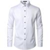 imageMens Stretch Wrinkle Free Dress Shirts Formal Wedding Prom Long Sleeve Slim Fit Button Down ShirtWhite
