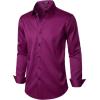 imageMens Stretch Wrinkle Free Dress Shirts Formal Wedding Prom Long Sleeve Slim Fit Button Down ShirtWine Red