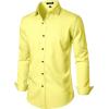 imageMens Stretch Wrinkle Free Dress Shirts Formal Wedding Prom Long Sleeve Slim Fit Button Down ShirtYellow