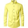 imageMens Stretch Wrinkle Free Dress Shirts Formal Wedding Prom Long Sleeve Slim Fit Button Down ShirtYellow