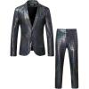 imageMens 70s Disco 2 Piece Set Stretchy Shiny Suits Sequin Jacket and PantsBlack