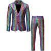 imageMens 70s Disco 2 Piece Set Stretchy Shiny Suits Sequin Jacket and PantsMulticolor