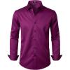 imageMens Stretch Wrinkle Free Dress Shirts Formal Wedding Prom Long Sleeve Slim Fit Button Down ShirtWine Red