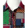 imageMens Cotton Linen Traditional Pattern Print Casual Short Sleeve Button Down Hawaiian Shirts for Beach Vacation