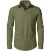imageMens Stretch Regular Fit Long Sleeve Dress Shirts Lightweight Business Casual Button Down Shirts with PocketArmy Green