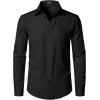 imageMens Stretch Regular Fit Long Sleeve Dress Shirts Lightweight Business Casual Button Down Shirts with PocketBlack
