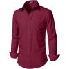 imageMens Stretch Regular Fit Long Sleeve Dress Shirts Lightweight Business Casual Button Down Shirts with PocketBurgundy