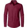 imageMens Stretch Regular Fit Long Sleeve Dress Shirts Lightweight Business Casual Button Down Shirts with PocketBurgundy
