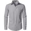 imageMens Stretch Regular Fit Long Sleeve Dress Shirts Lightweight Business Casual Button Down Shirts with PocketGrey