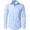 imageMens Stretch Regular Fit Long Sleeve Dress Shirts Lightweight Business Casual Button Down Shirts with PocketLight Blue
