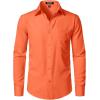 imageMens Stretch Regular Fit Long Sleeve Dress Shirts Lightweight Business Casual Button Down Shirts with PocketOrange