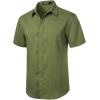 imageMens Stretch Wrinkle Free Short Sleeve Button Down Shirts Summer Casual Texture Beach Vacation Wedding ShirtArmy Green