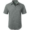imageMens Stretch Wrinkle Free Short Sleeve Button Down Shirts Summer Casual Texture Beach Vacation Wedding ShirtDark Green