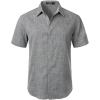 imageMens Stretch Wrinkle Free Short Sleeve Button Down Shirts Summer Casual Texture Beach Vacation Wedding ShirtGrey