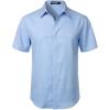imageMens Stretch Wrinkle Free Short Sleeve Button Down Shirts Summer Casual Texture Beach Vacation Wedding ShirtLight Blue