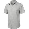 imageMens Stretch Wrinkle Free Short Sleeve Button Down Shirts Summer Casual Texture Beach Vacation Wedding ShirtLight Grey