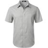 imageMens Stretch Wrinkle Free Short Sleeve Button Down Shirts Summer Casual Texture Beach Vacation Wedding ShirtLight Grey