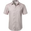 imageMens Stretch Wrinkle Free Short Sleeve Button Down Shirts Summer Casual Texture Beach Vacation Wedding ShirtLight Khaki