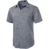 imageMens Stretch Wrinkle Free Short Sleeve Button Down Shirts Summer Casual Texture Beach Vacation Wedding ShirtNavy Blue
