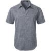 imageMens Stretch Wrinkle Free Short Sleeve Button Down Shirts Summer Casual Texture Beach Vacation Wedding ShirtNavy Blue