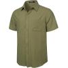 imageMens Summer Cotton Linen Short Sleeve Button Down Shirt Casual Lightweight Tops with Pockets for Beach VacationArmy Green