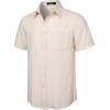 imageMens Summer Cotton Linen Short Sleeve Button Down Shirt Casual Lightweight Tops with Pockets for Beach VacationBeige
