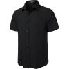 imageMens Summer Cotton Linen Short Sleeve Button Down Shirt Casual Lightweight Tops with Pockets for Beach VacationBlack