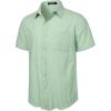 imageMens Summer Cotton Linen Short Sleeve Button Down Shirt Casual Lightweight Tops with Pockets for Beach VacationMint Green