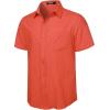 imageMens Summer Cotton Linen Short Sleeve Button Down Shirt Casual Lightweight Tops with Pockets for Beach VacationOrange