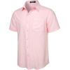 imageMens Summer Cotton Linen Short Sleeve Button Down Shirt Casual Lightweight Tops with Pockets for Beach VacationPink