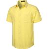 imageMens Summer Cotton Linen Short Sleeve Button Down Shirt Casual Lightweight Tops with Pockets for Beach VacationYellow