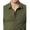 imageMens Summer Cotton Linen Short Sleeve Slim Fit Button Down Shirts with Pockets for Vacation BeachArmy Green