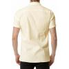 imageMens Summer Cotton Linen Short Sleeve Slim Fit Button Down Shirts with Pockets for Vacation BeachLight Yellow