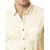 imageMens Summer Cotton Linen Short Sleeve Slim Fit Button Down Shirts with Pockets for Vacation BeachLight Yellow