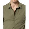 imageMens Summer Cotton Linen Short Sleeve Slim Fit Button Down Shirts with Pockets for Vacation BeachOlive Green