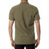 imageMens Summer Cotton Linen Short Sleeve Slim Fit Button Down Shirts with Pockets for Vacation BeachOlive Green
