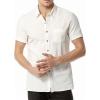 imageMens Summer Cotton Linen Short Sleeve Slim Fit Button Down Shirts with Pockets for Vacation BeachWhite