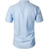 imageMens Summer Lightweight Cotton Linen Shirts Casual Short Sleeve Breathable Banded Collar Henley for Beach VacationBlue