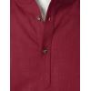 imageMens Summer Lightweight Cotton Linen Shirts Casual Short Sleeve Breathable Banded Collar Henley for Beach VacationBurgundy