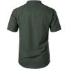 imageMens Summer Lightweight Cotton Linen Shirts Casual Short Sleeve Breathable Banded Collar Henley for Beach VacationDark Green