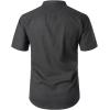 imageMens Summer Lightweight Cotton Linen Shirts Casual Short Sleeve Breathable Banded Collar Henley for Beach VacationDark Grey
