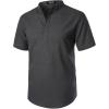 imageMens Summer Lightweight Cotton Linen Shirts Casual Short Sleeve Breathable Banded Collar Henley for Beach VacationDark Grey