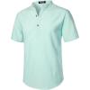 imageMens Summer Lightweight Cotton Linen Shirts Casual Short Sleeve Breathable Banded Collar Henley for Beach VacationLight Green