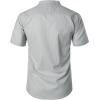 imageMens Summer Lightweight Cotton Linen Shirts Casual Short Sleeve Breathable Banded Collar Henley for Beach VacationLight Grey