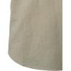 imageMens Summer Lightweight Cotton Linen Shirts Casual Short Sleeve Breathable Banded Collar Henley for Beach VacationLight Khaki