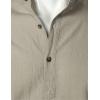 imageMens Summer Lightweight Cotton Linen Shirts Casual Short Sleeve Breathable Banded Collar Henley for Beach VacationLight Khaki
