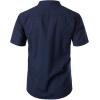 imageMens Summer Lightweight Cotton Linen Shirts Casual Short Sleeve Breathable Banded Collar Henley for Beach VacationNavy Blue