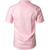 imageMens Summer Lightweight Cotton Linen Shirts Casual Short Sleeve Breathable Banded Collar Henley for Beach VacationPink