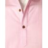 imageMens Summer Lightweight Cotton Linen Shirts Casual Short Sleeve Breathable Banded Collar Henley for Beach VacationPink