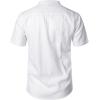 imageMens Summer Lightweight Cotton Linen Shirts Casual Short Sleeve Breathable Banded Collar Henley for Beach VacationWhite